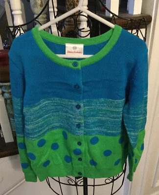 NUEVO Suéter Cárdigan Hanna Andersson Niñas Azul Verde Talla US 6-7/120 Foto 1 de 4
