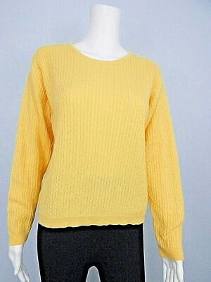 PENDLETON  Women's Yellow Cable Knit Crew Neck Sweater Sz M Made Italy - Image 1 of 4