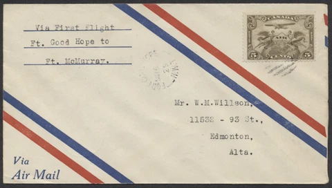 1929 AAMC #2917e Fort Good Hope NWT to Fort McMurray Alta Special Mail Flight Cover