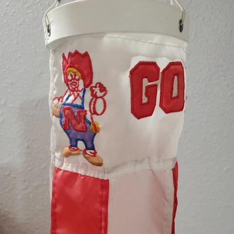 Vintage 1984 GO BIG RED Nebraska Cornhuskers Flag/ Wind Sock 28"  Air Design Cover