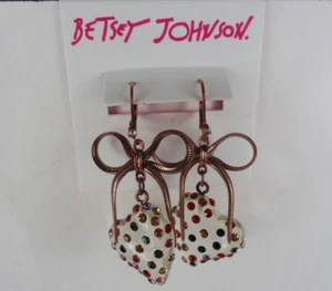 Pendientes colgantes Betsey Johnson piedra lucita corazón delicado lazo mezclado multicolor - Imagen 1 de 6