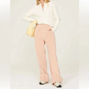 NWT 7 For All Mankind CORDUROY EASY TROUSER IN CAMEO ROSE, size 30, runs large - Picture 1 of 11