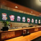 8-Panel Canvas Japanese Noren Sushi Bar Short Curtain Tapestry Lucky Cat Print