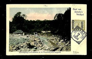 DUTCH INDIES  NED INDIE 1909  PPC INDRAMAJOE-RAILWAY ACCIDENT-  F/VF - Picture 1 of 2