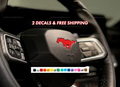 For Mustang S550 S650 2015- 2025 Steering Wheel Overlay Accent Vinyl Decals x2 Foto 1 de 3