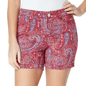 NEW Bandolino Amy Shorts Size 14 Paisley Red The Modern Fit Short Ships Free - Picture 1 of 3