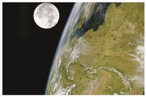 Earth & Moon - Space NASA Astronomy Planet Print POSTER - Picture 1 of 1