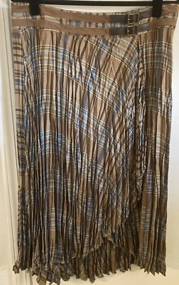 "Falda envolvente Bandolino talla 12 marrón a cuadros pradera Toscana nueva con etiquetas 34"" cintura" Foto 1 de 4
