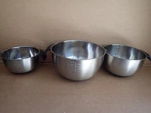 3 Piece Stainless Steel Nesting Large Mixing Bowl Set with handles - Picture 1 of 11