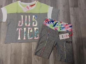 NWT Justice Girls Outfit Logo Top/Bike Shorts Size  10  (11) - Picture 1 of 1
