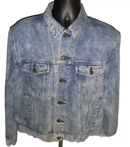 Vintage 80s 90s Mens Expressions Acid Wash Denim Trucker Jacket Men’s Large - Picture 1 of 8