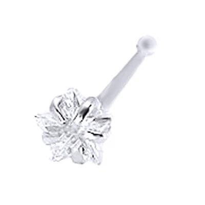 Perno grande para nariz hueso oro blanco 14K estrella de 5 mm con Foto 1 de 4