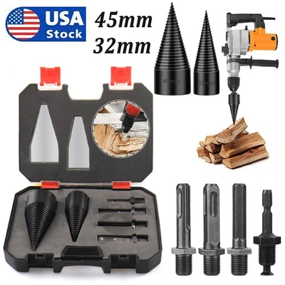 GOOBETTER 6x Wood Splitter Drill Bit HIgh Speed Twist Firewood Screw Splitting Cone Driver