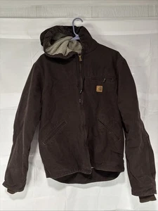 Chaqueta con Capucha Carhartt Trabajo Abrigo Pesado RN #14806 Cremallera Para Hombre Talla Med Marrón Oscuro - Imagen 1 de 6