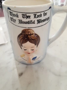Enesco Praying Woman Mug A Few Flaws Please Read Vintage - Picture 1 of 8
