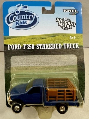 1:64 Ertl Farm Country Kids Ford F350 Blue Flatbed Stakebed Truck New in Package - Image 1 of 4