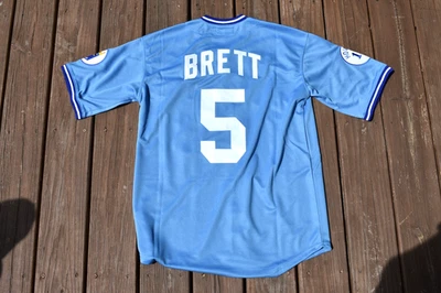 New! George Brett Kansas City Royals Baby Blue Baseball Jersey Adult Men's XL - Image 1 of 2