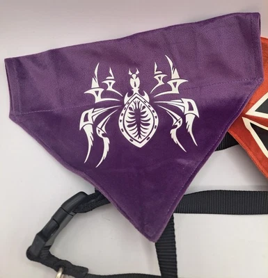 Halloween Dog Collars Large Set 2 - 1 Orange Pumpkin & 1 Purple Spider  - Image 1 of 4