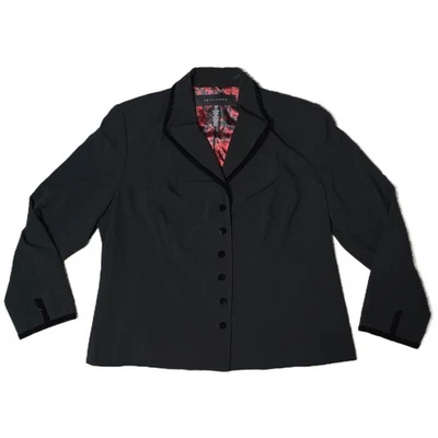Chaqueta Blazer Apostrophe Mujer 18W Negro Terciopelo Borde Botón Frontal Carrera (v) Foto 1 de 4