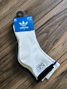 Adidas Originals Sport High Quarter Relaxed Fit Socks 3-Pair Size M New - Picture 1 of 6
