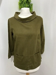 Seasalt Green  Linen & Cotton Polarising Top' UK 8 Smock, Pocket Bohemian, Arty - Picture 1 of 10