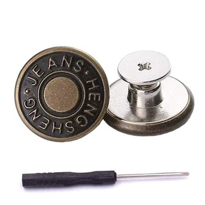 15 Sets Replacement Jeans Buttons, 17mm No-Sew Nailess Removable Metal Jeans ... - Picture 1 of 5