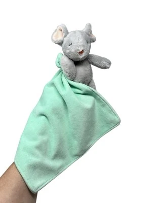 Carter’s Grey Mouse Lovey Baby Rattle Security Blanket Mint Green Blankie SOFT - Image 1 of 4