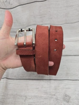 Cinturón de cuero gamuza rojo ermenegildo zegna talla 36/95 para hombre Foto 1 de 4