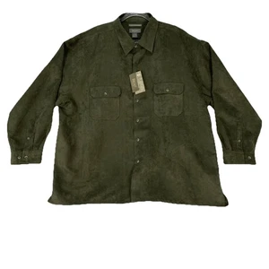 Bruno Sueded Microfiber shirt Mens 3X Big Dark Green L/S Pockets Button Up NWT - Picture 1 of 9