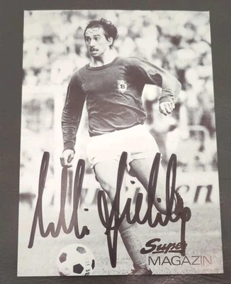 Uli Stielike handsignierte Autogrammkarte,Borussia Mönchengladbach,Super Magazin - Bild 1 von 2