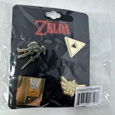 The Legend of Zelda Conjunto de 4 Pinos Bioworld Triforce Cartucho Dourado Link - Novo - Imagem 1 de 4
