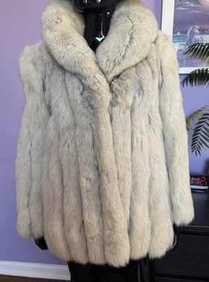 SAGA 100% Blue Fox Fur Coat Meis Blvd  Jacket - Image 1 of 4