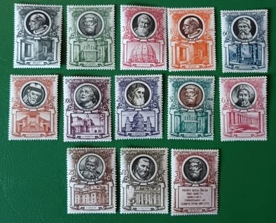 Vintage  Vatican Stamps. 1950's. Lot Of 13. Unused. Famous People.  - Photo 1/4