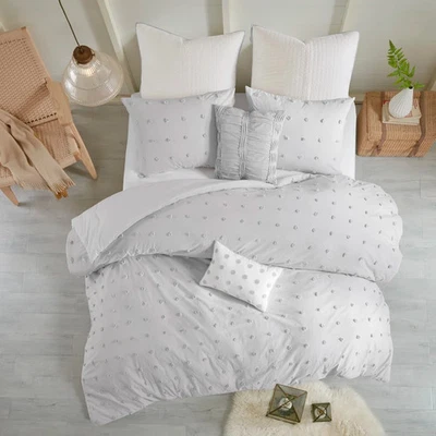 Full/Queen Brooklyn Jacquard Cotton Comforter Set w/ Euro Shams & Throw Pillow - Image 1 of 4