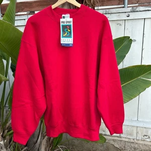 Vintage 90s Pro Spirit Red Crewneck Sweatshirt USA Made Deadstock L - Picture 1 of 4