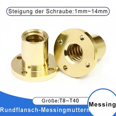 Messing Trapezgewindemutter T8 T10 T12 T14 T16 T18 T20 T22 T24 T30 Spindelmutter - Bild 1 von 4