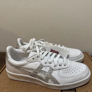 New! Womens Asics Onitsuka Tiger GSM White/Silver Sparkle Athletic Shoes. Size 6 - Picture 1 of 8