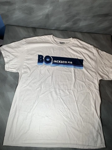 KC ROYALS SGA Gildan XL T-Shirt Bo Jackson #16 MCC White Cover