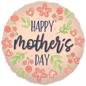 Happy Mother's Day Balloon Flowers Rose Gold 18 Inch Mylar Round New - Picture 1 of 1