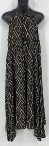 Liz Lange Maternity Dress Size Large Black Brown Argyle Halter Stretch Women New - Picture 1 of 7