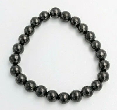 BRACELET PIERRE NATURELLE POLIE SHUNGITE pollution électromagnétique perle 8mm