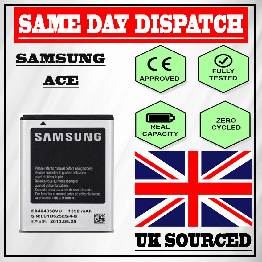 GENUINE IPARTS® REPLACEMENT BATTERY FOR SAMSUNG GALAXY ACE OEM 1350 MAH  - Image 1 of 1