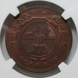 SOUTH AFRICA Britain 1 Penny 1898 NGC MS 63 RB UNC Kruger Boer Red luster Bronze - Picture 1 of 6