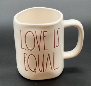Rae Dunn Artisan Collection Magenta "Love is Equal" White/red Coffee Cup Mug - Picture 1 of 6