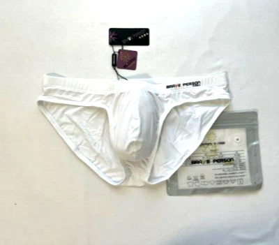 Brave Person    Size M   Men's Swim Bikini Brief - White (BP9791-WH-M) Pouch - Image 1 of 4