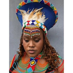 Grande cappello zulu blu | cappello africano | isicholo | cappello a secchio africano | cappello zulu blu - Foto 1 di 6