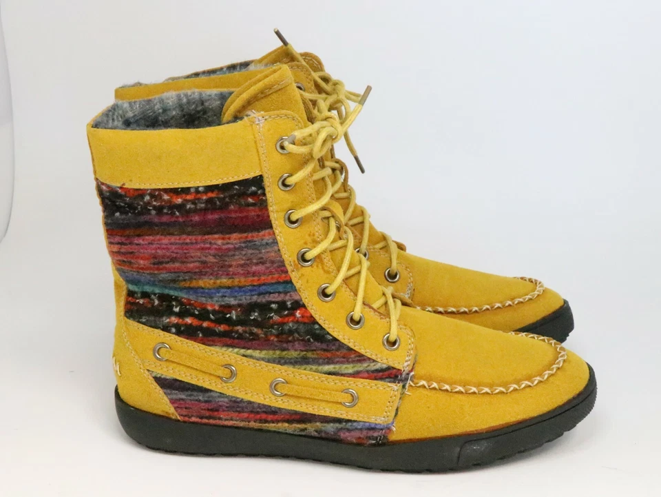 Botas Bumper Mujer Talla 7 Amarillo Marrón Oscuro Gamuza Tobillo Western  Foto 1 de 4