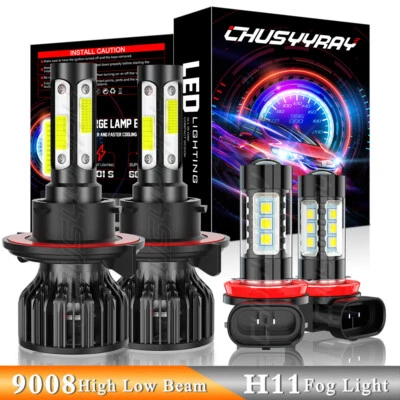 适用于日产 Sentra 2004 - 2010 LED 车头灯高低 + 雾灯灯泡组合 6000K — 第 1/4 张图片