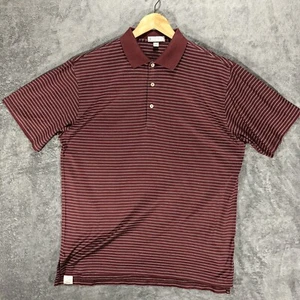 Peter Millar Polo Shirt Medium Red Burgundy Maroon Stripe Cotton Golf Regular - Picture 1 of 10