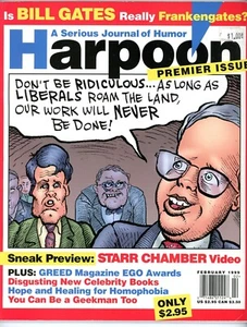 1999 Harpoon A Serious Journal Of Humor Bill Gates Premier Issue Starr Chamber - Imagen 1 de 5